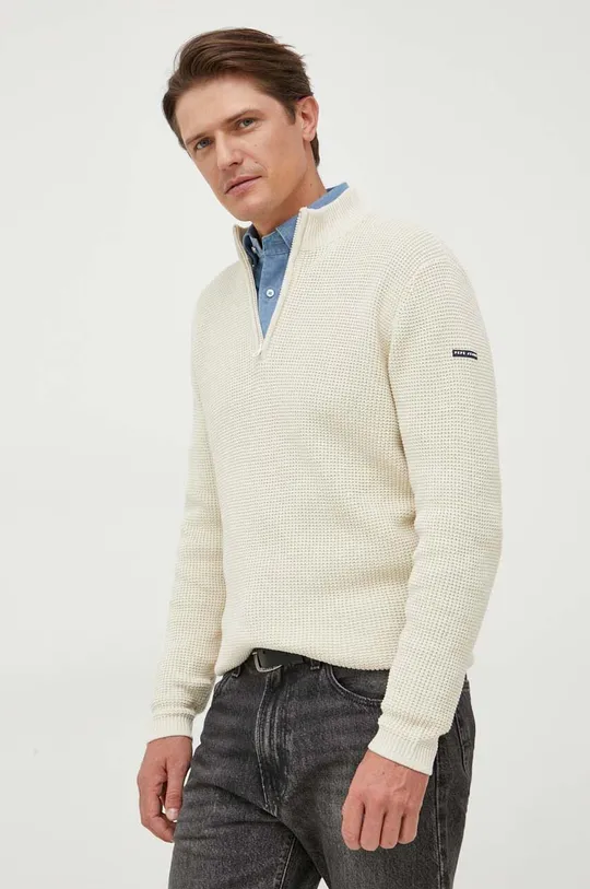 beżowy Pepe Jeans sweter bawełniany Dean
