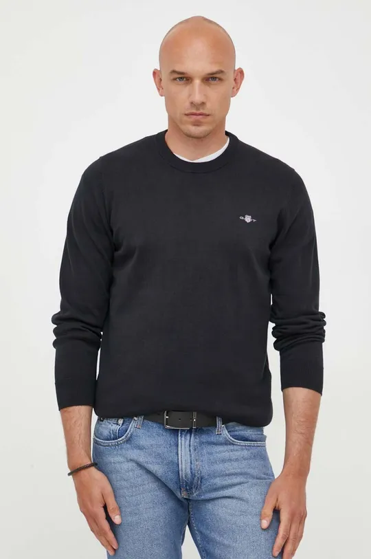 czarny Gant sweter bawełniany