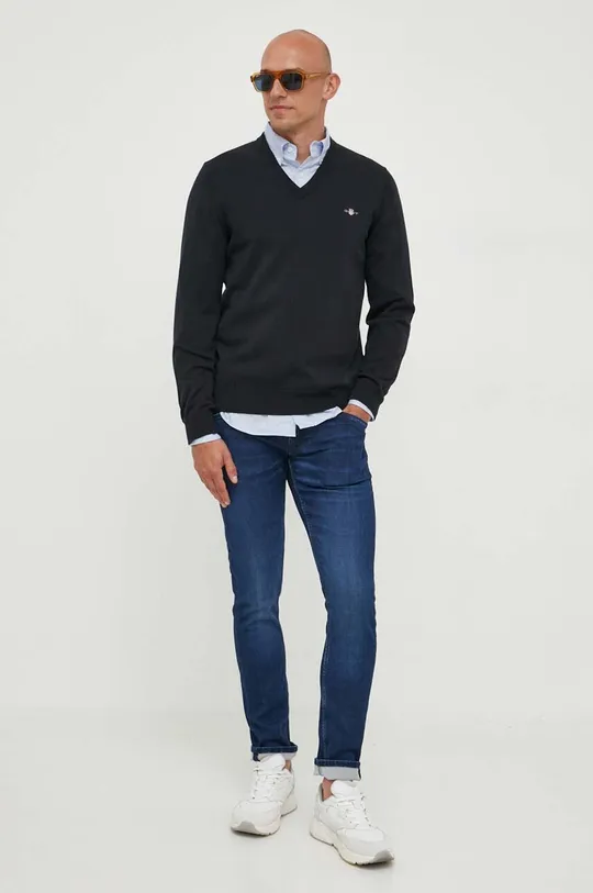 Gant sweter bawełniany czarny