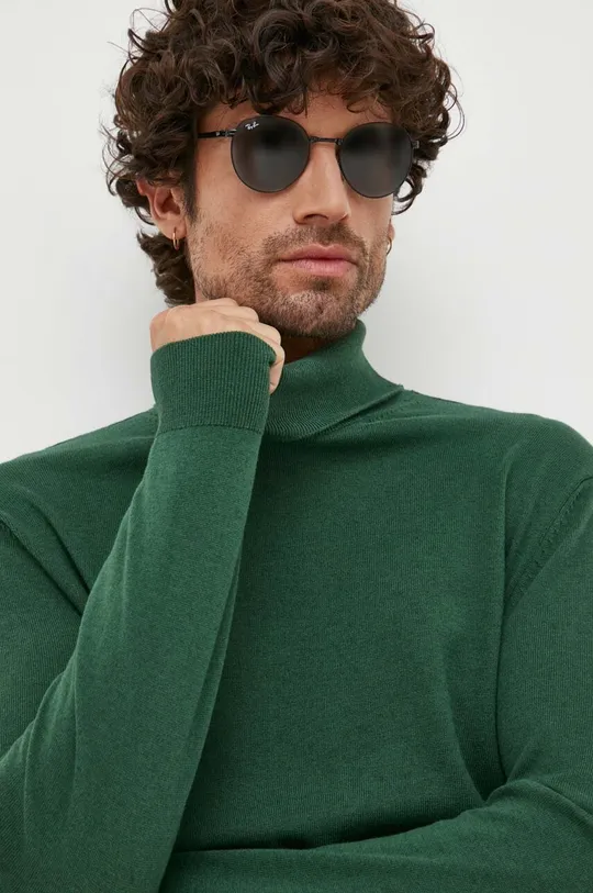 πράσινο Πουλόβερ με προσθήκη μαλλιού United Colors of Benetton Ανδρικά