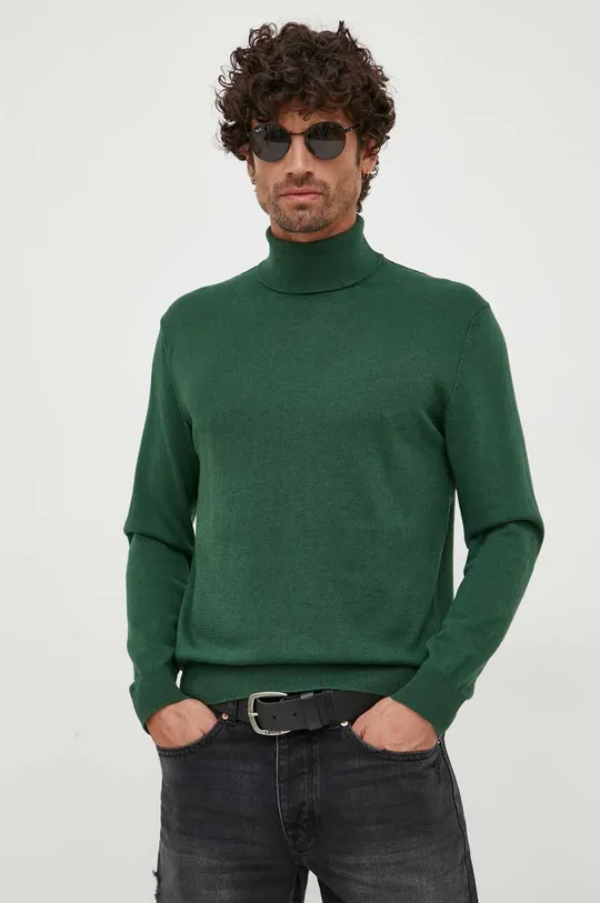 zöld United Colors of Benetton gyapjúkeverék pulóver
