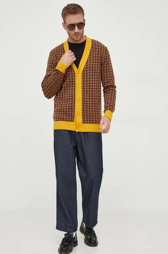 Kardigan s primjesom vune United Colors of Benetton smeđa