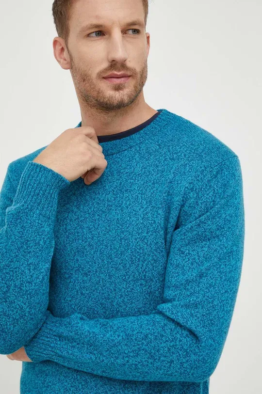 turkusowy United Colors of Benetton sweter z domieszką wełny Męski