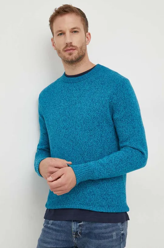 turkusowy United Colors of Benetton sweter z domieszką wełny