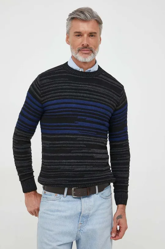 szary Sisley sweter z domieszką wełny Męski
