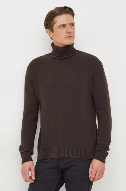 brązowy Sisley sweter wełniany Męski