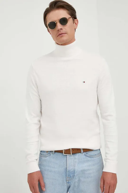 biały Tommy Hilfiger sweter z domieszką kaszmiru
