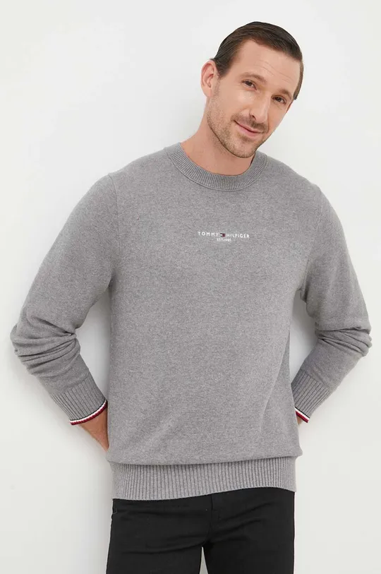 sivá Bavlnený sveter Tommy Hilfiger Pánsky