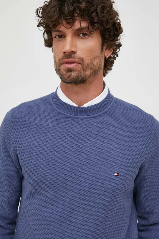 niebieski Tommy Hilfiger sweter bawełniany