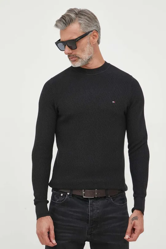 crna Pamučni pulover Tommy Hilfiger