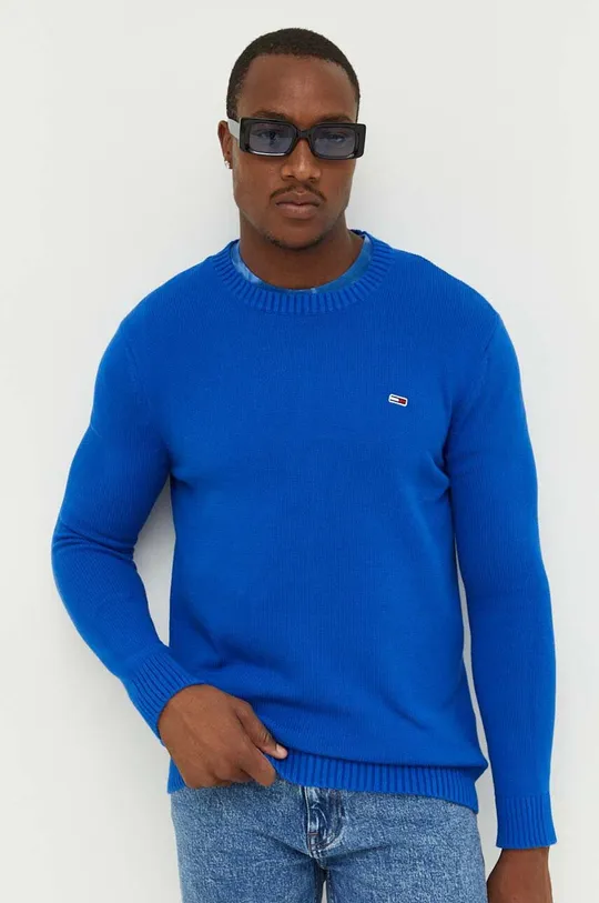 μπλε Βαμβακερό πουλόβερ Tommy Jeans Ανδρικά