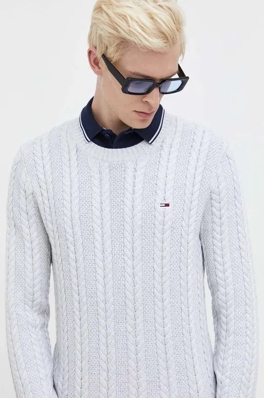 sivá Bavlnený sveter Tommy Jeans Pánsky