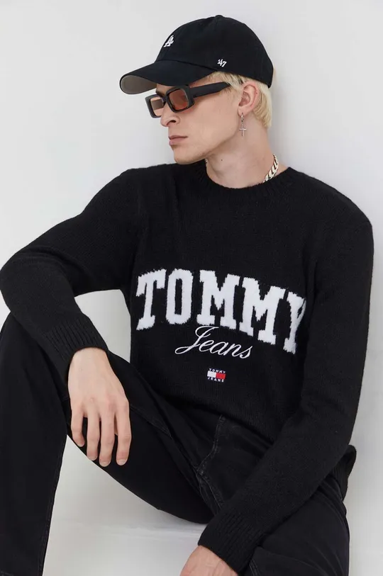 czarny Tommy Jeans sweter Męski