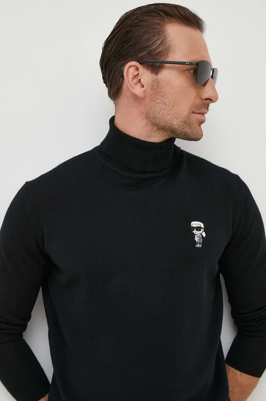 чорний Вовняний светр Karl Lagerfeld Чоловічий
