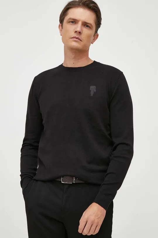 μαύρο Βαμβακερό πουλόβερ Karl Lagerfeld Ανδρικά