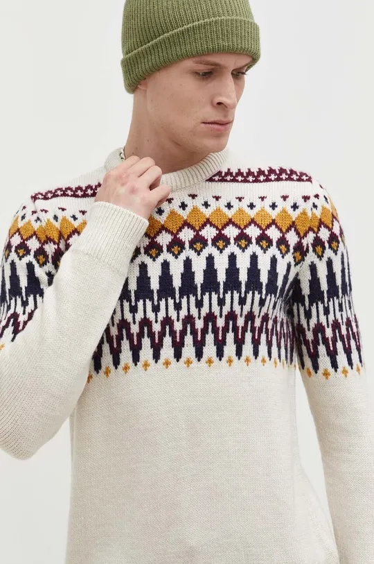 beżowy Superdry sweter z domieszką wełny