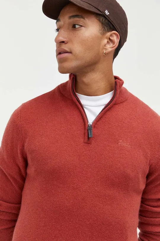 czerwony Superdry sweter z domieszką wełny