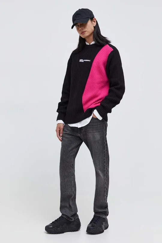Karl Lagerfeld Jeans sweter 236D2001 KLJ RIBBED BLOCKED SWEATER multicolor
