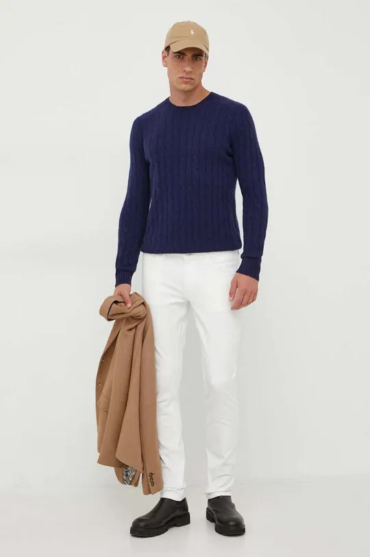 Kašmírový sveter Polo Ralph Lauren tmavomodrá