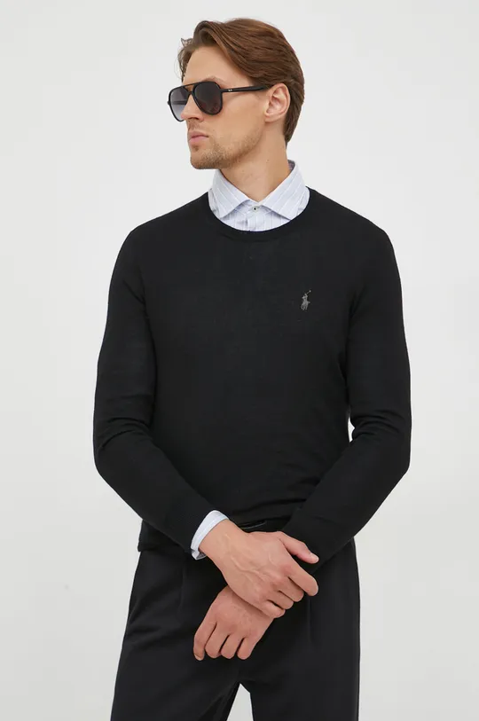 чёрный Шерстяной свитер Polo Ralph Lauren Мужской