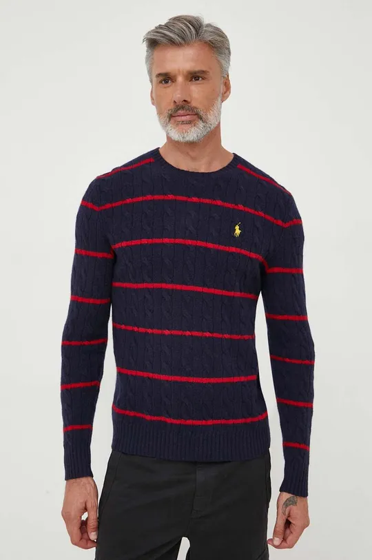 mornarsko modra Volnen pulover Polo Ralph Lauren Moški