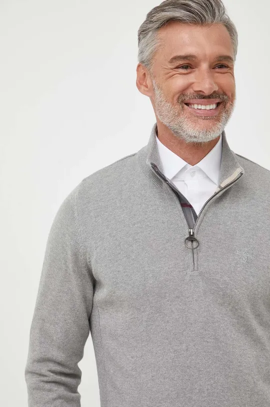 siva Bombažen pulover Barbour Moški
