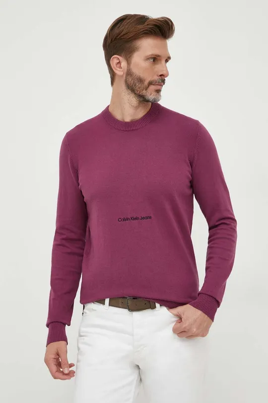 ljubičasta Pamučni pulover Calvin Klein Jeans