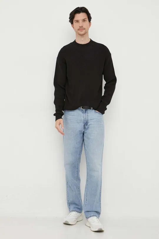 Calvin Klein Jeans pamut pulóver fekete