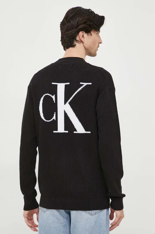 fekete Calvin Klein Jeans pamut pulóver