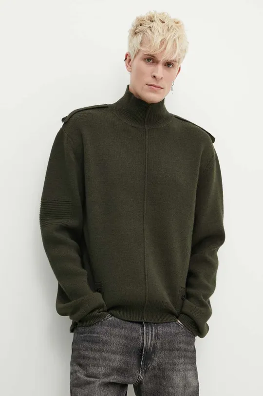 zielony A-COLD-WALL* sweter wełniany UTILITY MOCK NECK KNIT Męski