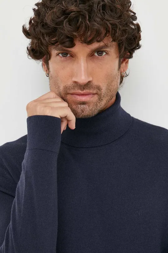 sötétkék Calvin Klein gyapjú pulóver