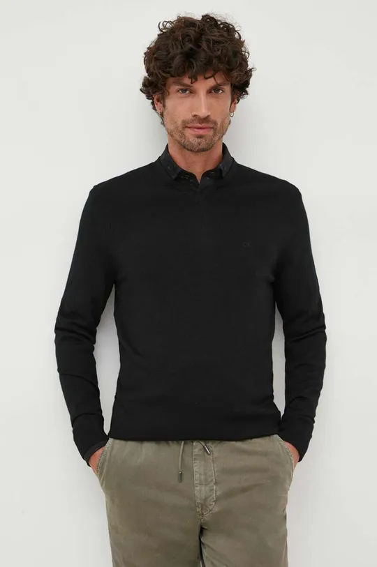 чёрный Шерстяной свитер Calvin Klein Мужской