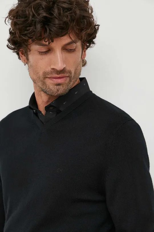 Μάλλινο πουλόβερ Calvin Klein μαύρο