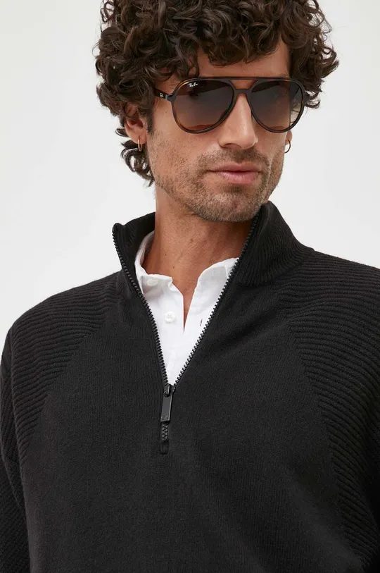 fekete Calvin Klein gyapjúkeverék pulóver