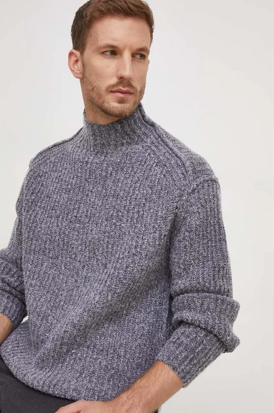 szary Calvin Klein sweter z domieszką wełny