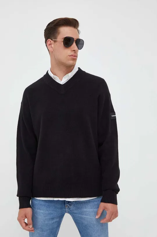 crna Pulover s dodatkom vune Calvin Klein Muški