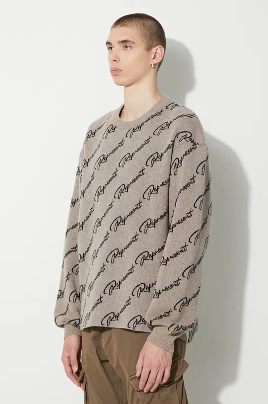 кафяв Вълнен пуловер Represent Jaquard Sweater