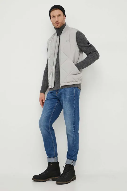Vlnený sveter Calvin Klein Jeans sivá