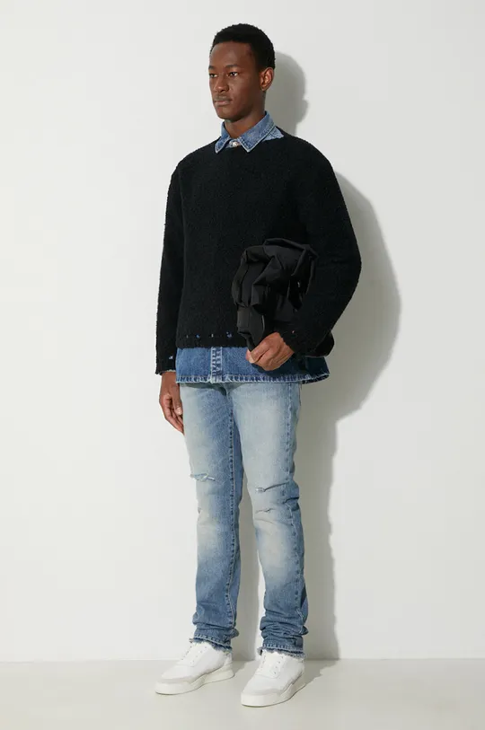 negru 424 pulover de lână De bărbați