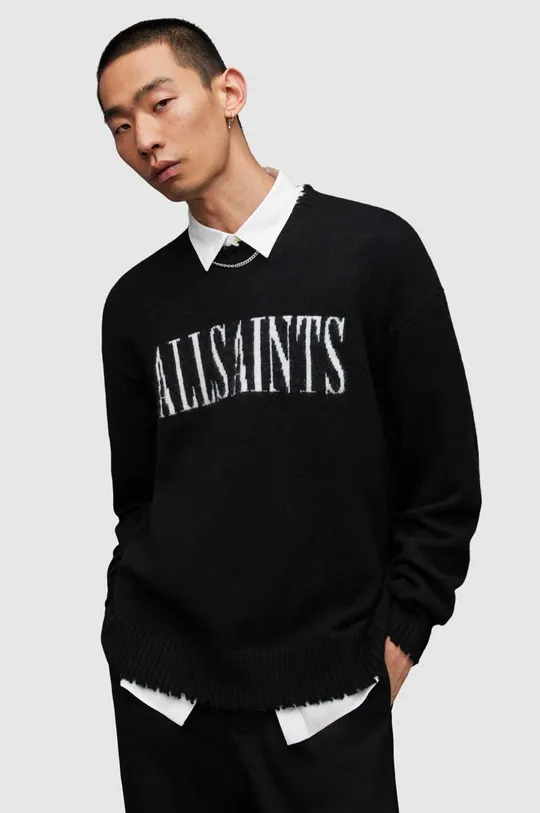 czarny AllSaints sweter z domieszką wełny LUKA SAINTS Męski