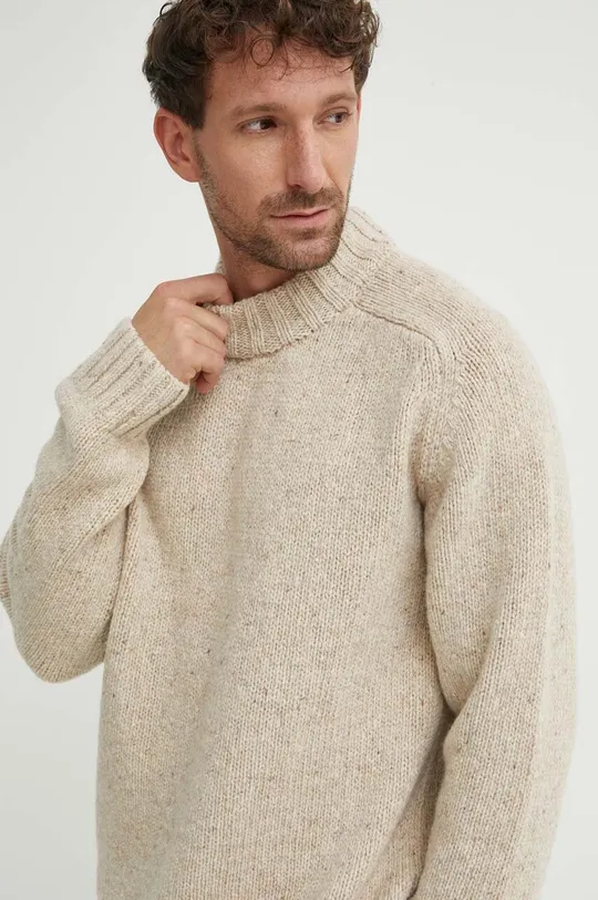 beżowy Universal Works sweter wełniany VINCENT TURTLE NECK Męski