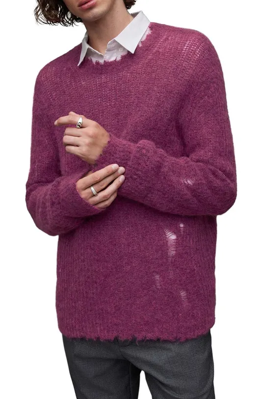 różowy AllSaints sweter z domieszką wełny Bleaker Męski