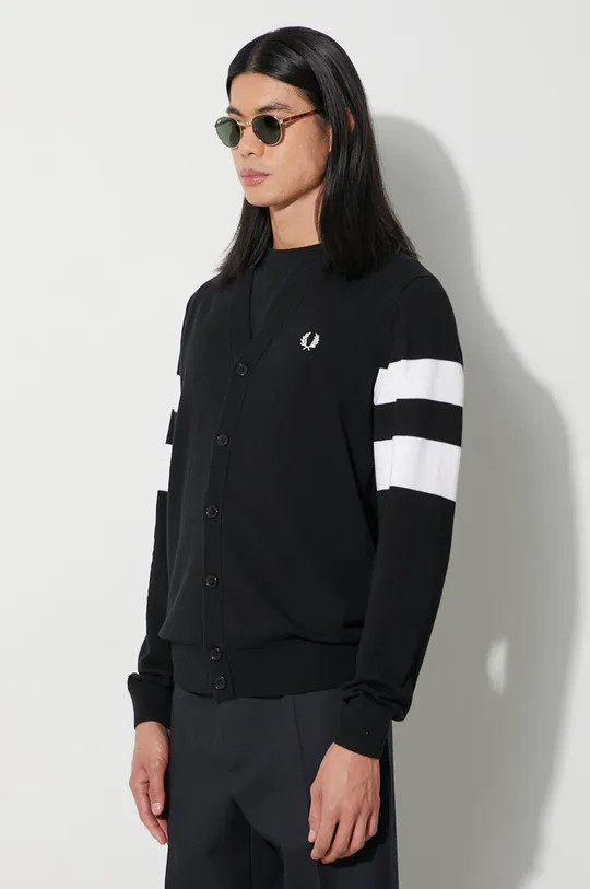 nero Fred Perry cardigan in lana
