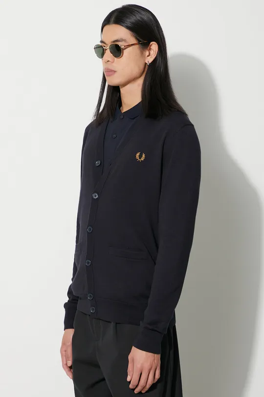 blu navy Fred Perry cardigan in lana