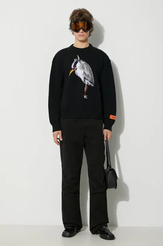 Heron Preston sweter wełniany Heron Bird Knit Crewneck czarny