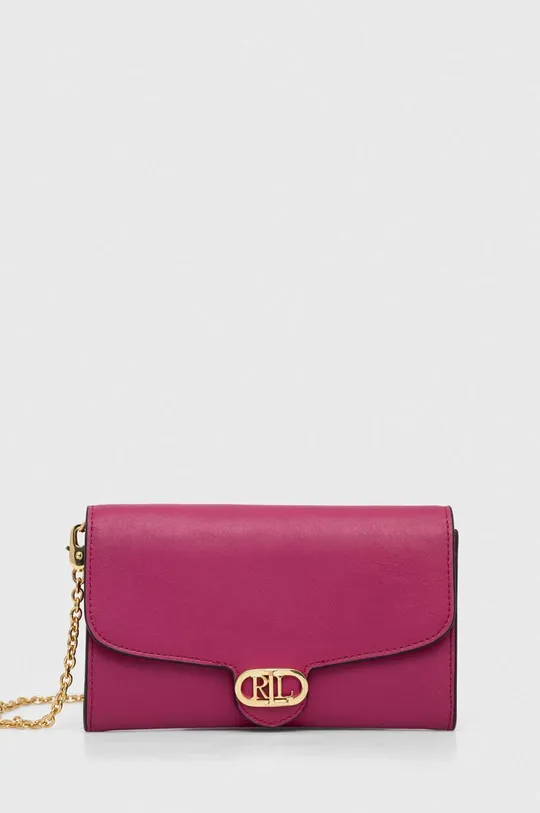 ροζ Δερμάτινη τσάντα ώμου Lauren Ralph Lauren Γυναικεία
