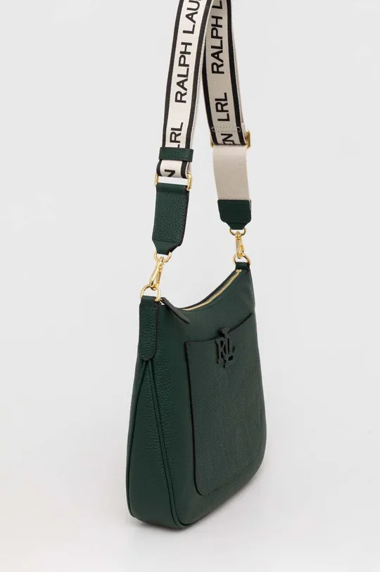 Δερμάτινη τσάντα Lauren Ralph Lauren πράσινο
