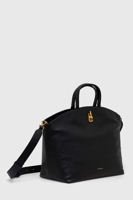 Δερμάτινη τσάντα Coccinelle μαύρο