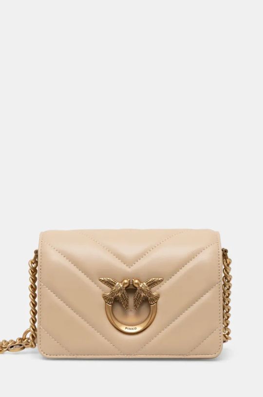 Pinko borsa a mano in pelle pelle fiore beige 100067.A136