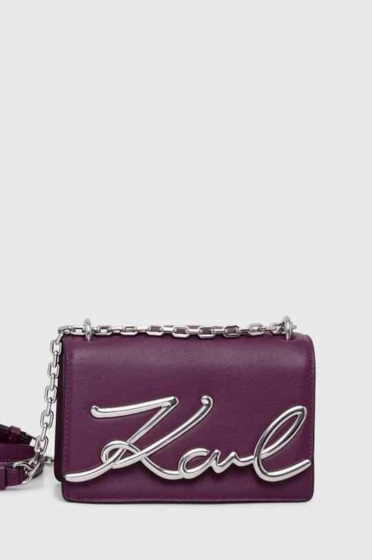 vijolična Usnjena torbica Karl Lagerfeld Ženski